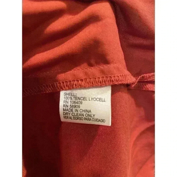 Gianni Bini Dress Small S 2 4 6 Red Orange Long Sleeve Ruffle wedding guest midi - Picture 4 of 7